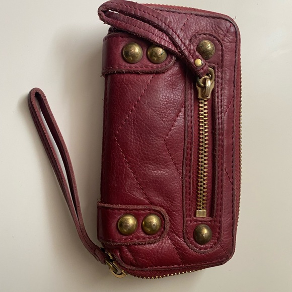 Linea Pelle Handbags - Red Leather wristlet wallet